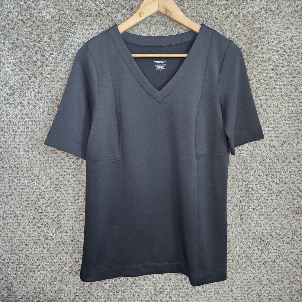 J Jill Pure Jill Top Womens XS Gray Oversized Double Knit‎ Seamed Tunic Soft